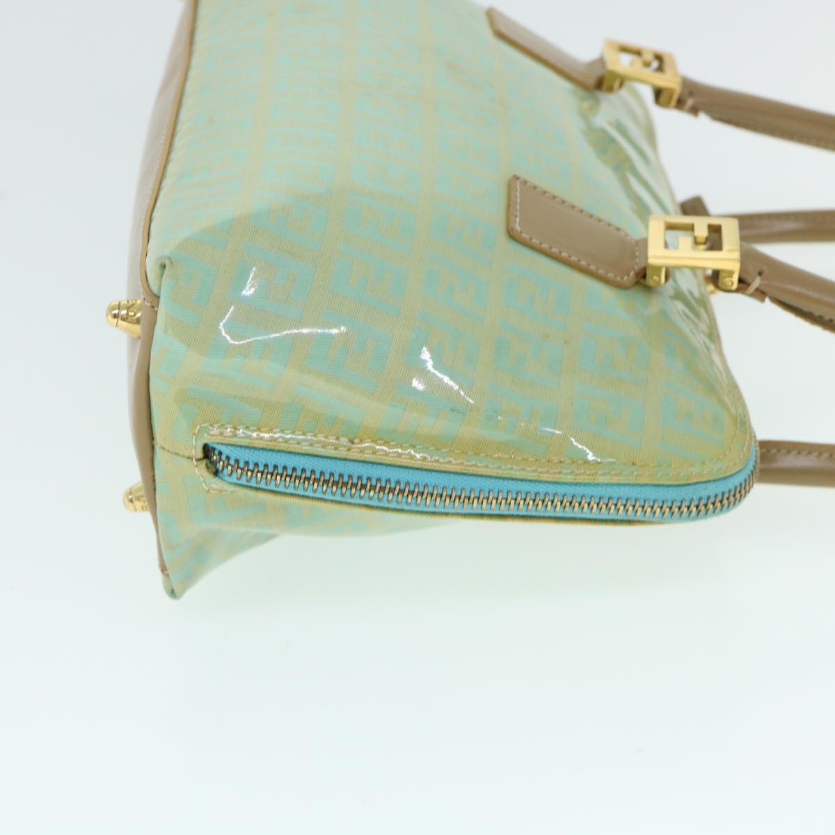 FENDI Zucchino Canvas Shoulder Bag Coated Canvas Blue Auth 54908