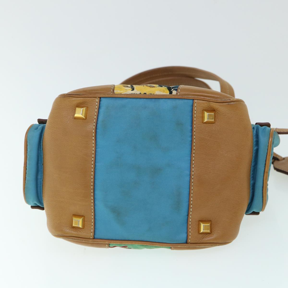 PRADA Venice Pattern Shoulder Bag Canvas Blue Auth 54911