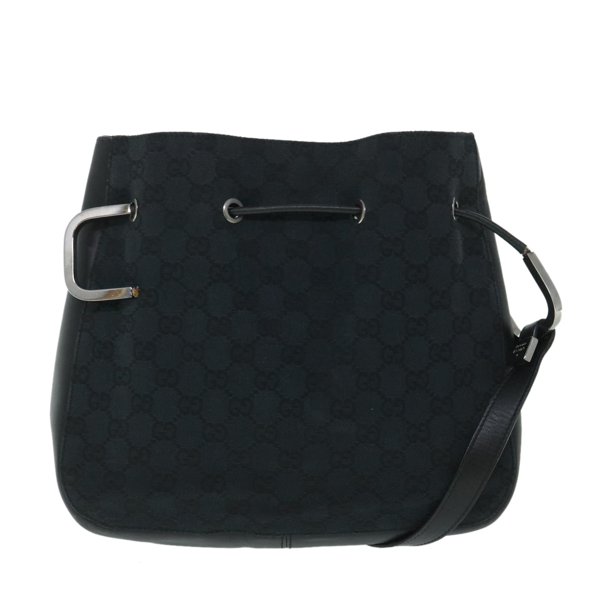 GUCCI GG Canvas Shoulder Bag Black 01165 Auth 54915