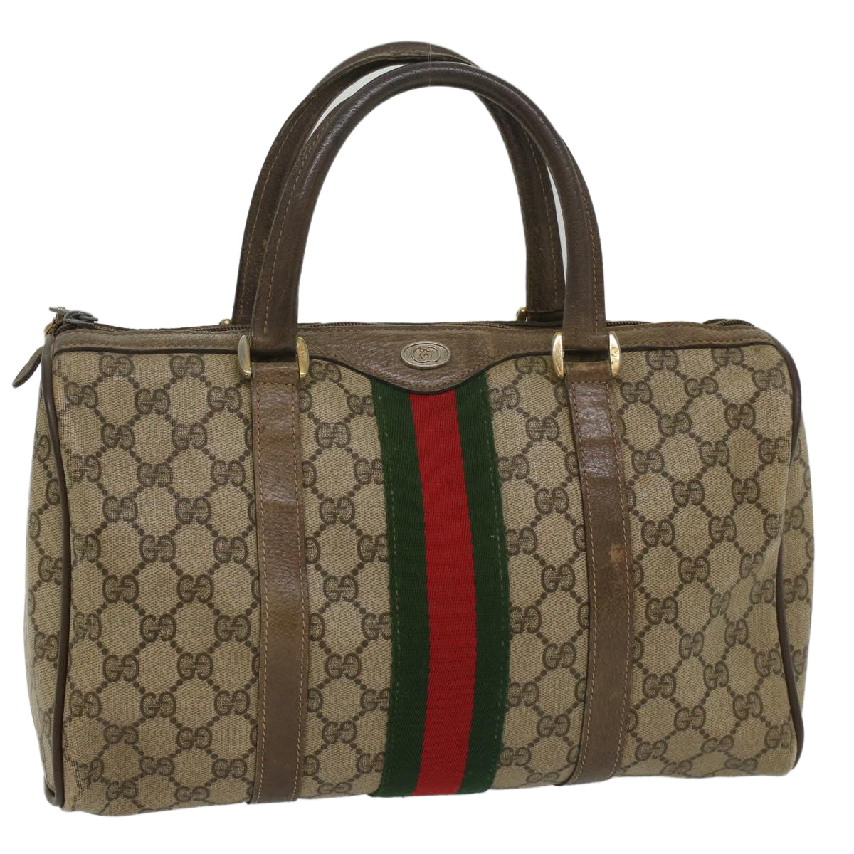 GUCCI GG Canvas Web Sherry Line Boston Bag Beige Red Green 24 02 007 Auth 54955