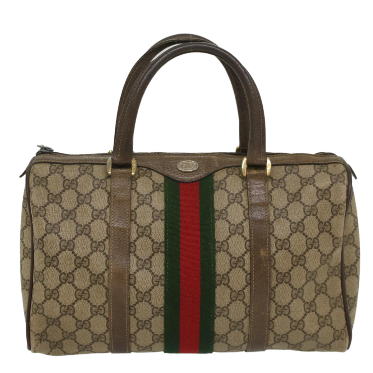 GUCCI GG Canvas Web Sherry Line Boston Bag Beige Red Green 24 02 007 Auth 54955