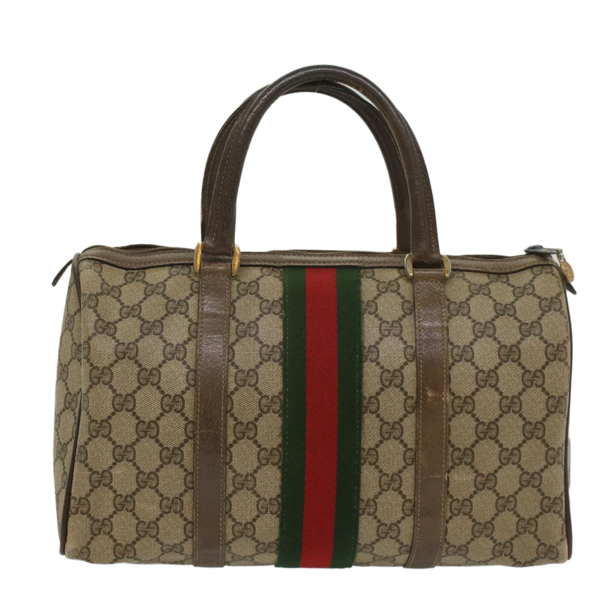 GUCCI GG Canvas Web Sherry Line Boston Bag Beige Red Green 24 02 007 Auth 54955 - 0