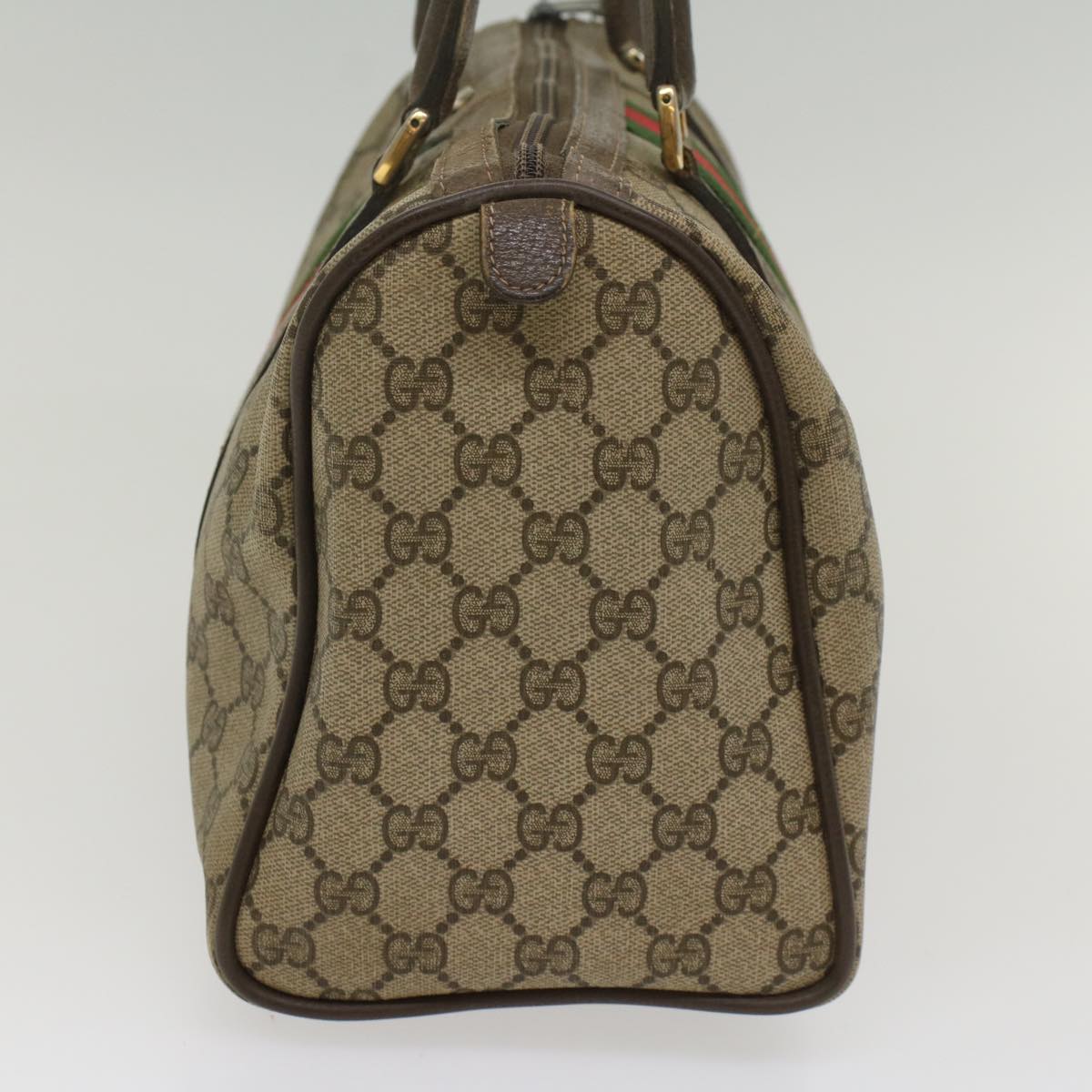 GUCCI GG Canvas Web Sherry Line Boston Bag Beige Red Green 24 02 007 Auth 54955