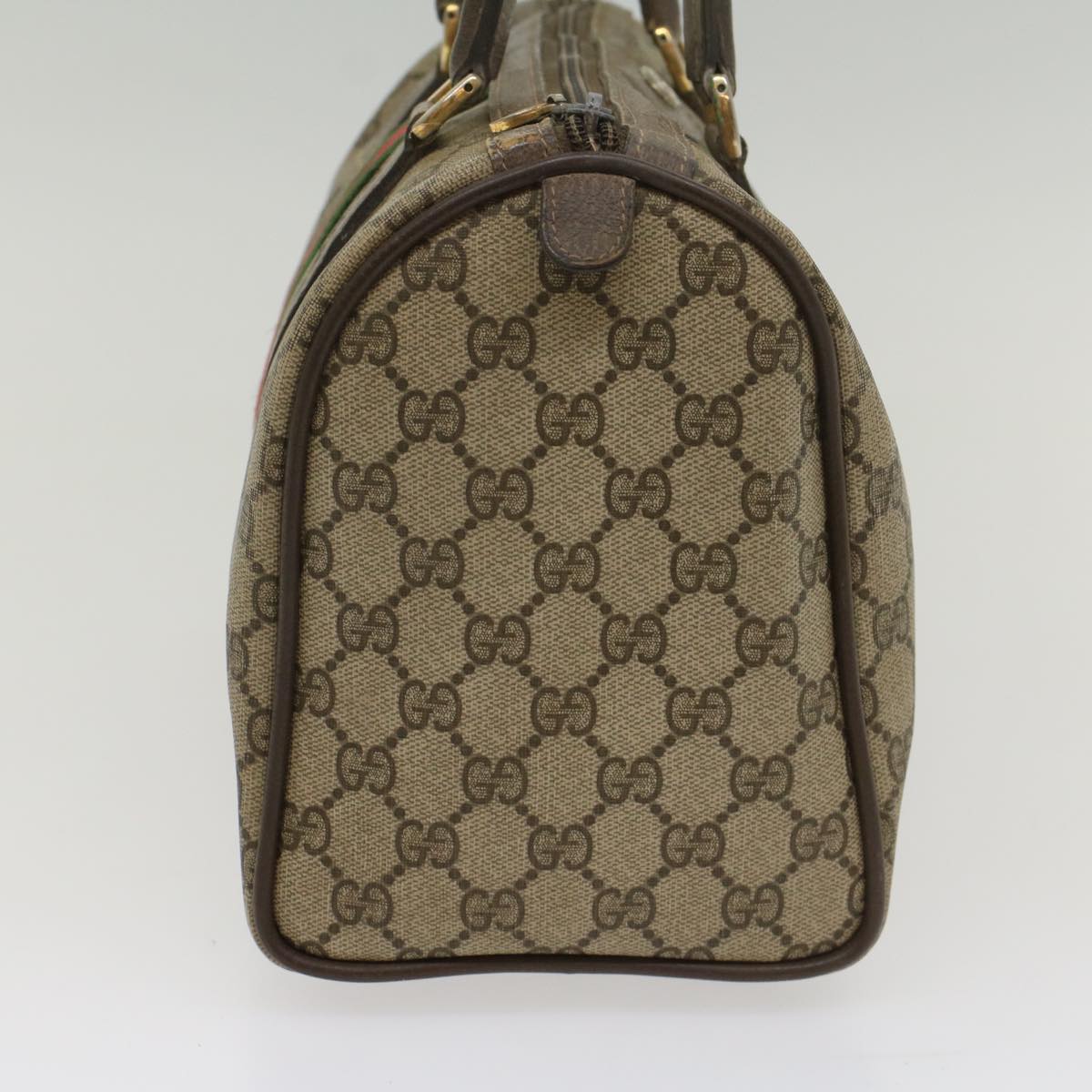 GUCCI GG Canvas Web Sherry Line Boston Bag Beige Red Green 24 02 007 Auth 54955