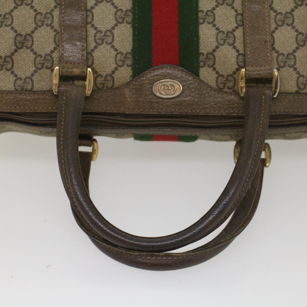 GUCCI GG Canvas Web Sherry Line Boston Bag Beige Red Green 24 02 007 Auth 54955