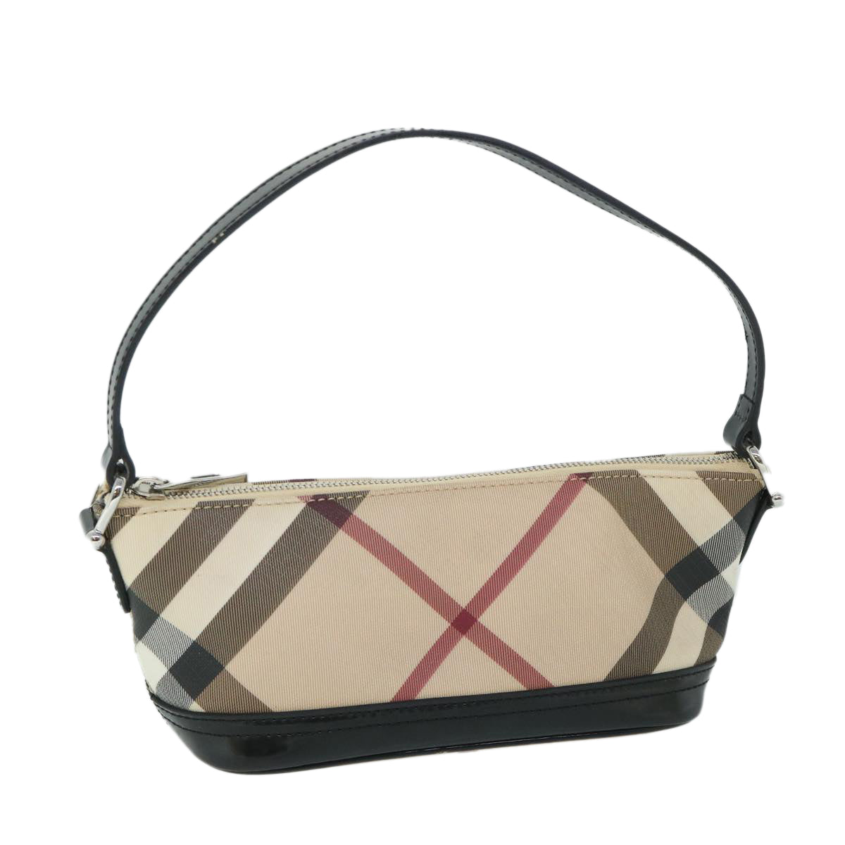 BURBERRY Nova Check Shoulder Bag PVC Leather Beige Auth 54956