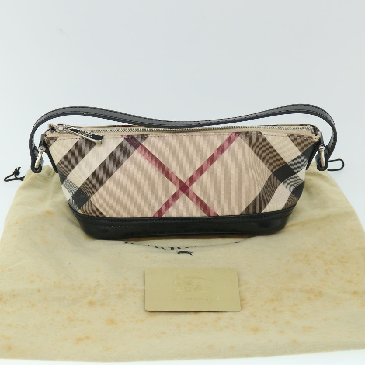 BURBERRY Nova Check Shoulder Bag PVC Leather Beige Auth 54956