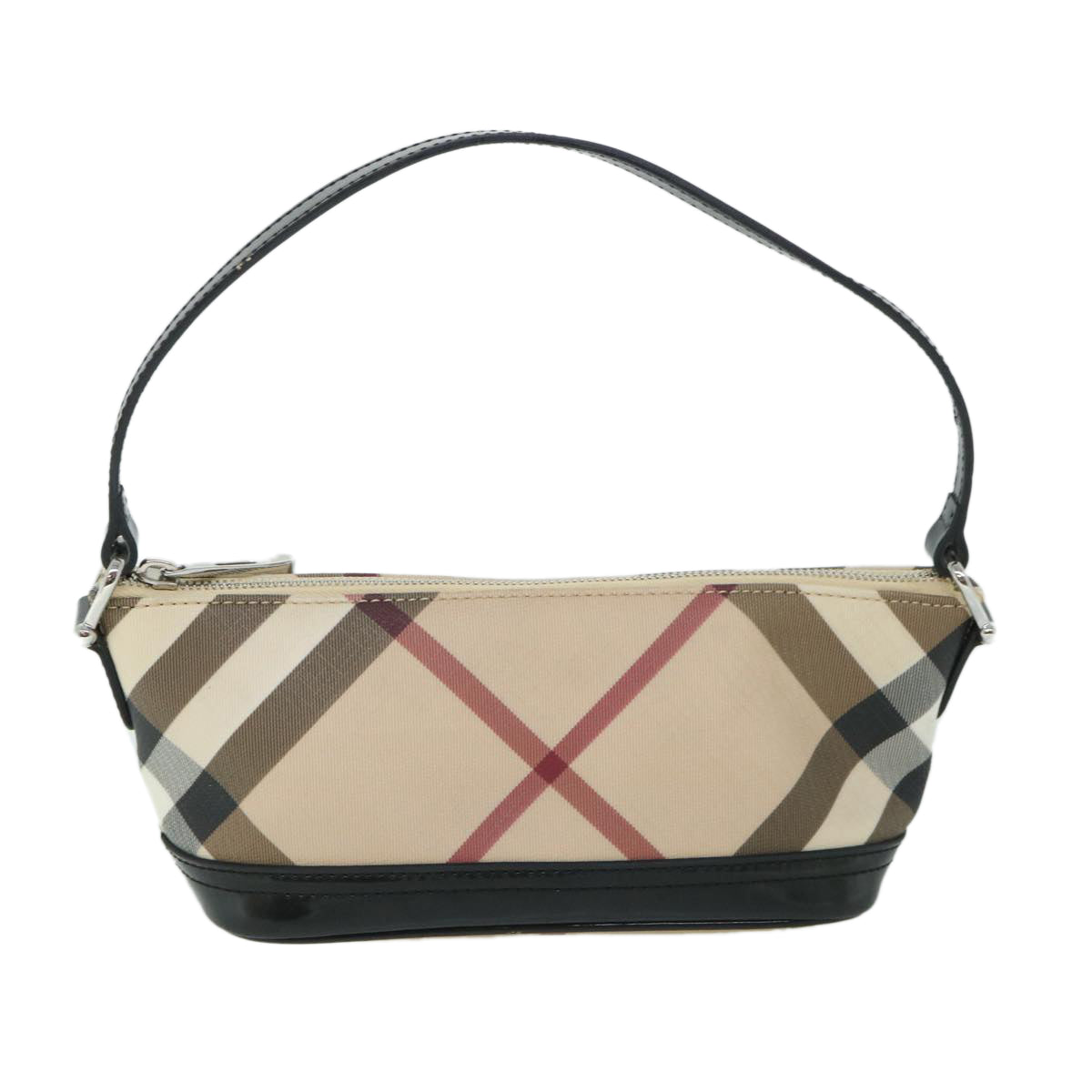 BURBERRY Nova Check Shoulder Bag PVC Leather Beige Auth 54956