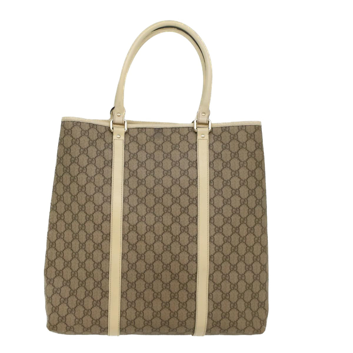 GUCCI GG Canvas Tote Bag PVC Leather Beige 223668 Auth 54967 - 0