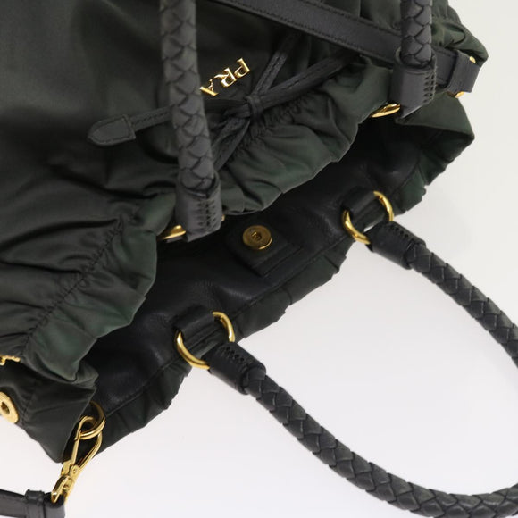 PRADA Hand Bag Nylon 2way Gray Auth 54970