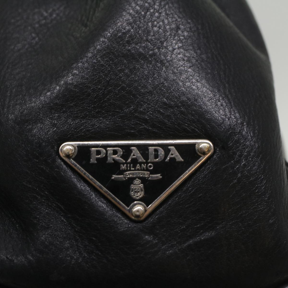 PRADA Shoulder Bag Leather Black Auth 54975