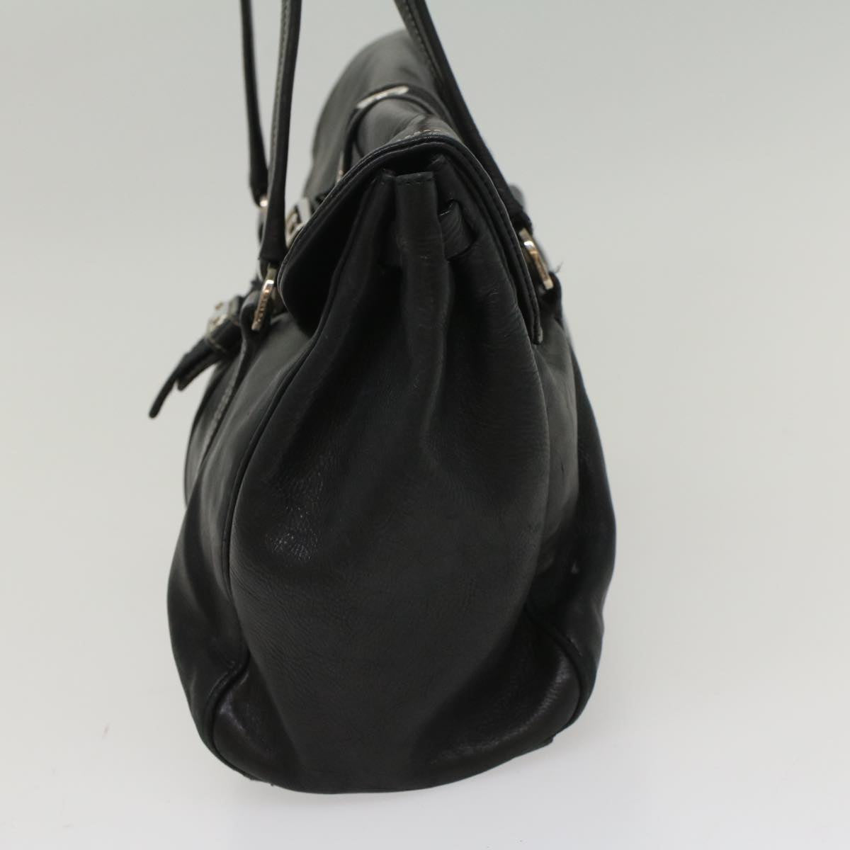 PRADA Shoulder Bag Leather Black Auth 54975