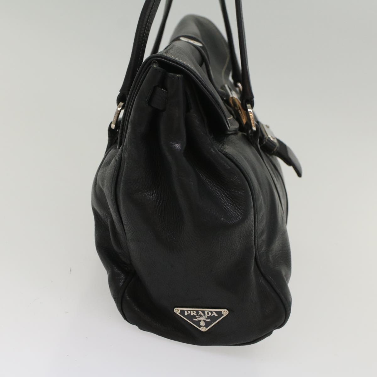 PRADA Shoulder Bag Leather Black Auth 54975