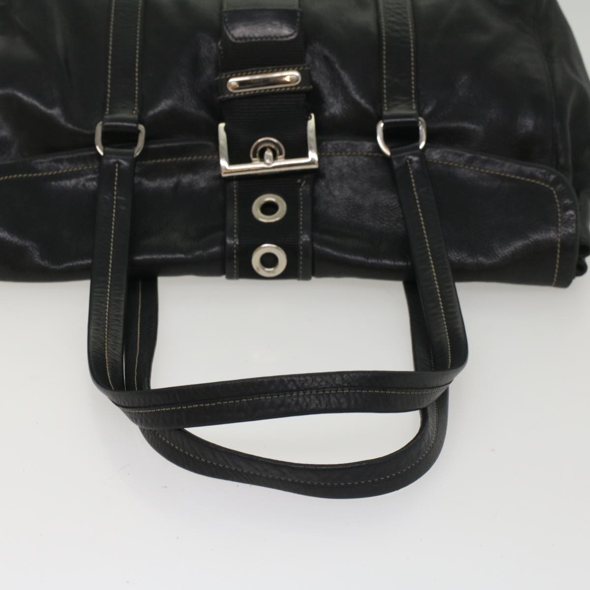 PRADA Shoulder Bag Leather Black Auth 54975