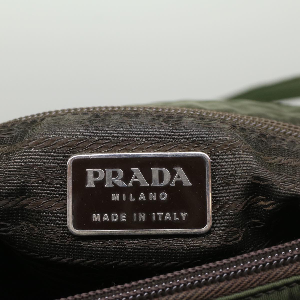 PRADA Hand Bag Nylon Khaki Auth 54986