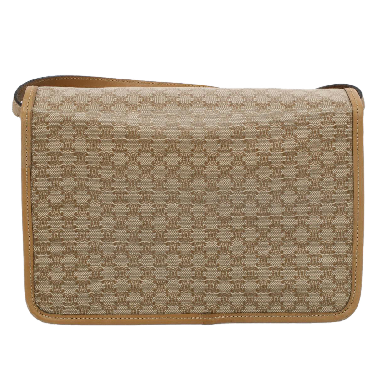 CELINE Macadam Canvas Shoulder Bag Beige Auth 54990