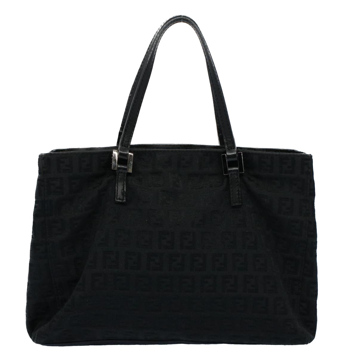 FENDI Zucchino Canvas Hand Bag Black Auth 55024