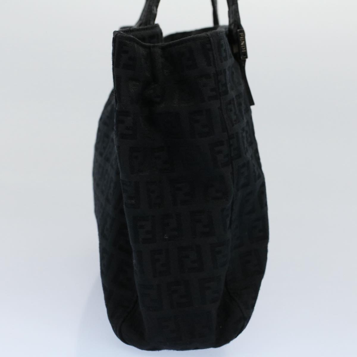 FENDI Zucchino Canvas Hand Bag Black Auth 55024
