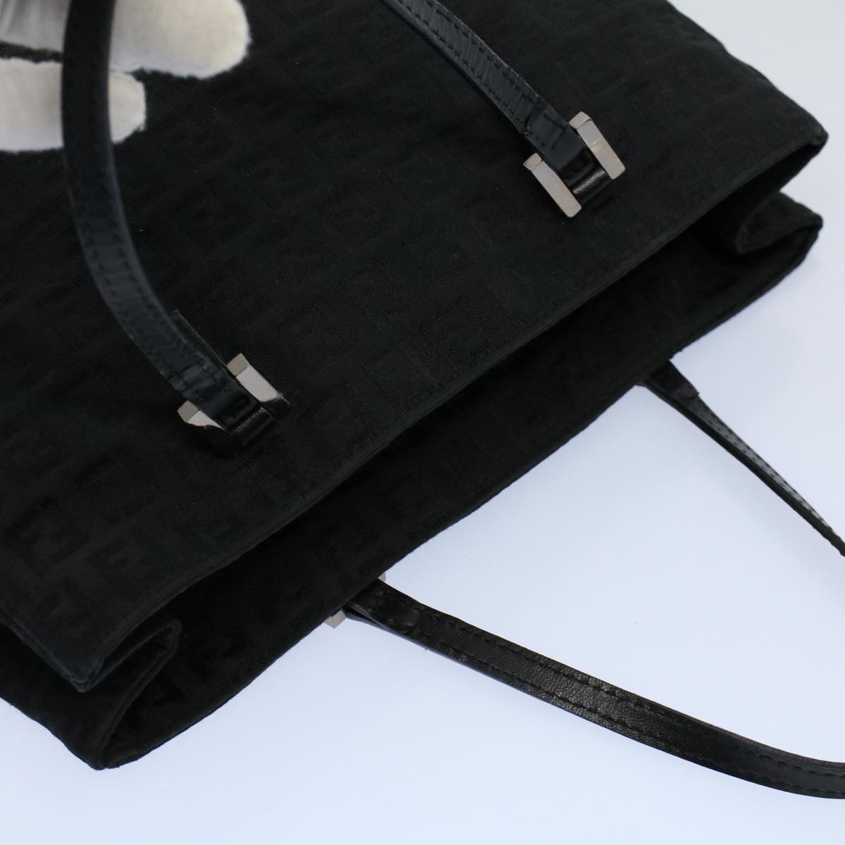 FENDI Zucchino Canvas Hand Bag Black Auth 55024