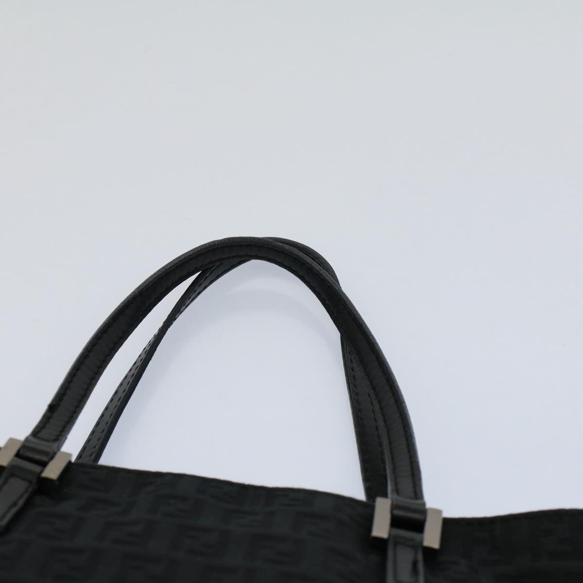 FENDI Zucchino Canvas Hand Bag Black Auth 55024