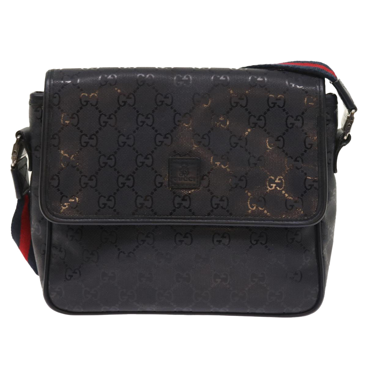 GUCCI GG implementation Sherry Line Shoulder Bag Black Navy 297559 Auth 55056 - 0