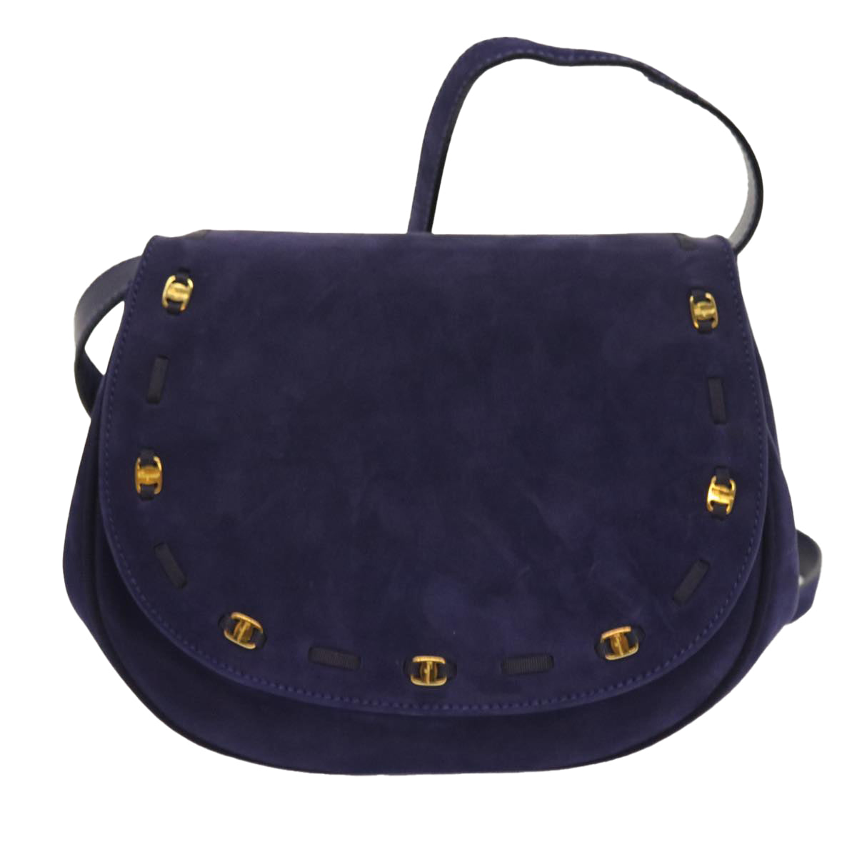 Salvatore Ferragamo Shoulder Bag Suede Purple Auth 55064