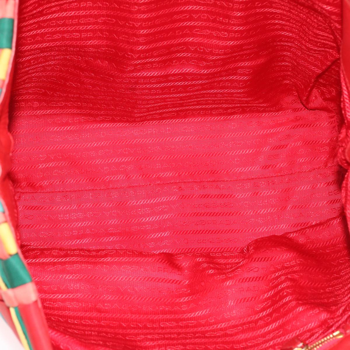 PRADA Hand Bag Nylon Red Blue Green Auth 55078