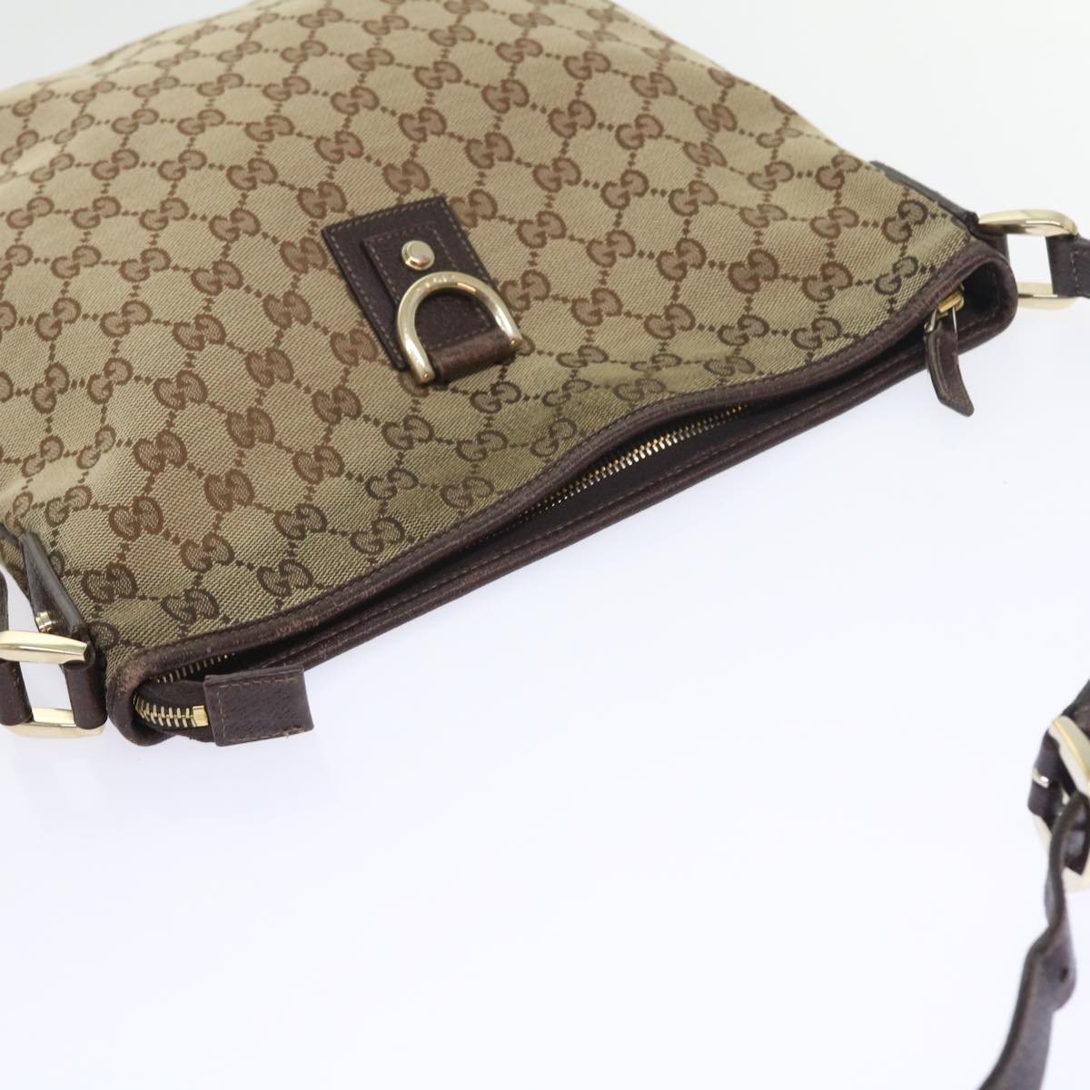 GUCCI GG Canvas Shoulder Bag Beige 131326 Auth 55079