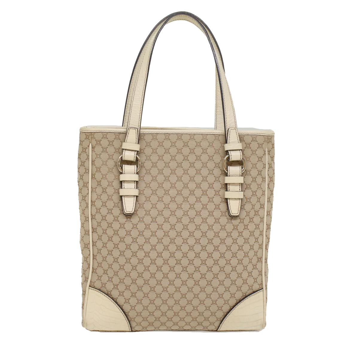 CELINE Macadam Canvas Tote Bag Beige Auth 55082