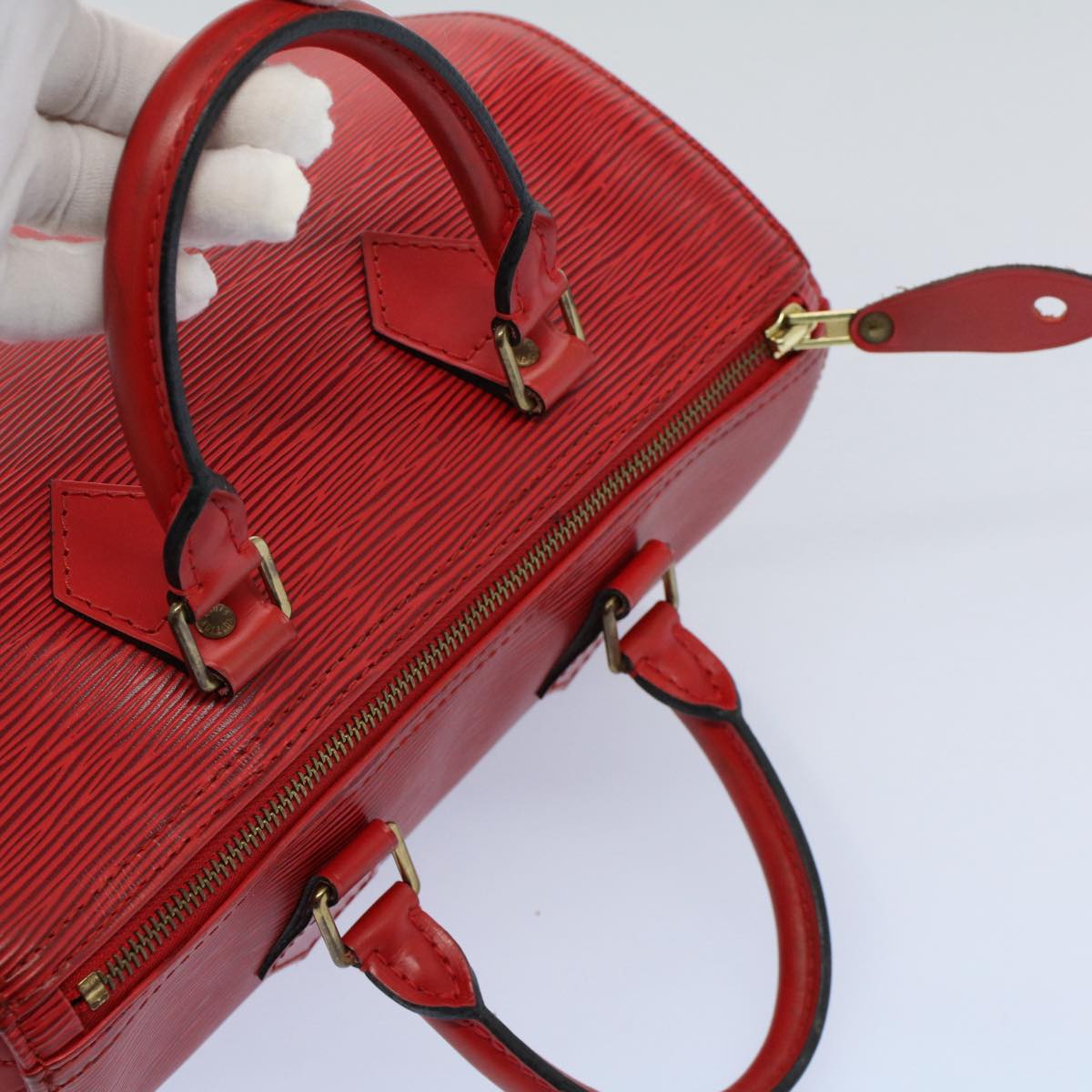 LOUIS VUITTON Epi Speedy 25 Hand Bag Castilian Red M43017 LV Auth 55088