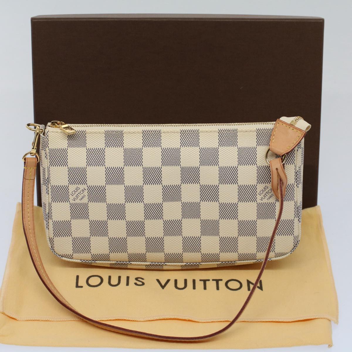 LOUIS VUITTON Damier Azur Pochette Accessoires Pouch N51986 LV Auth 55108A