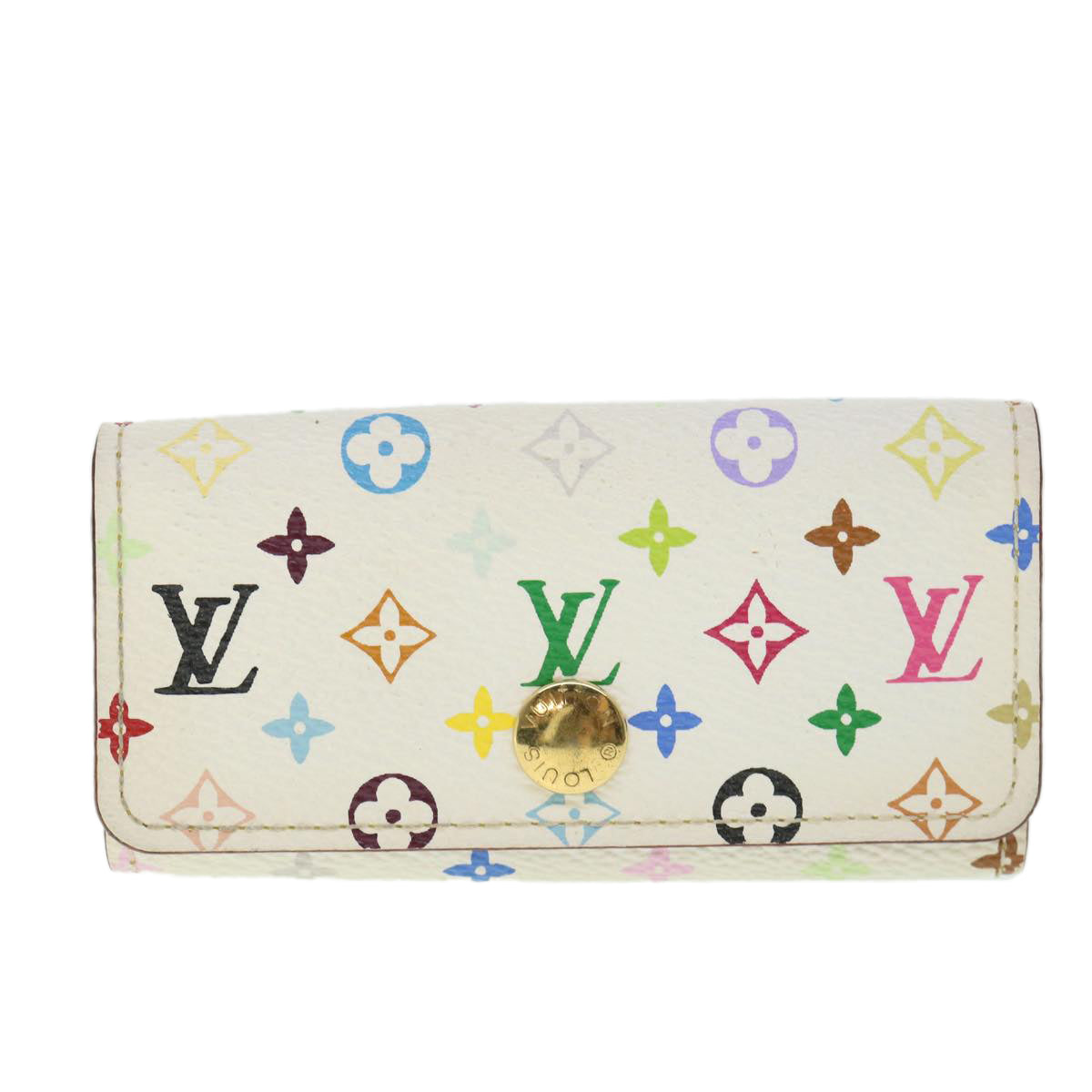 LOUIS VUITTON Monogram Multicolor Multi Cles 4 Keys Case White M60043 Auth 55115