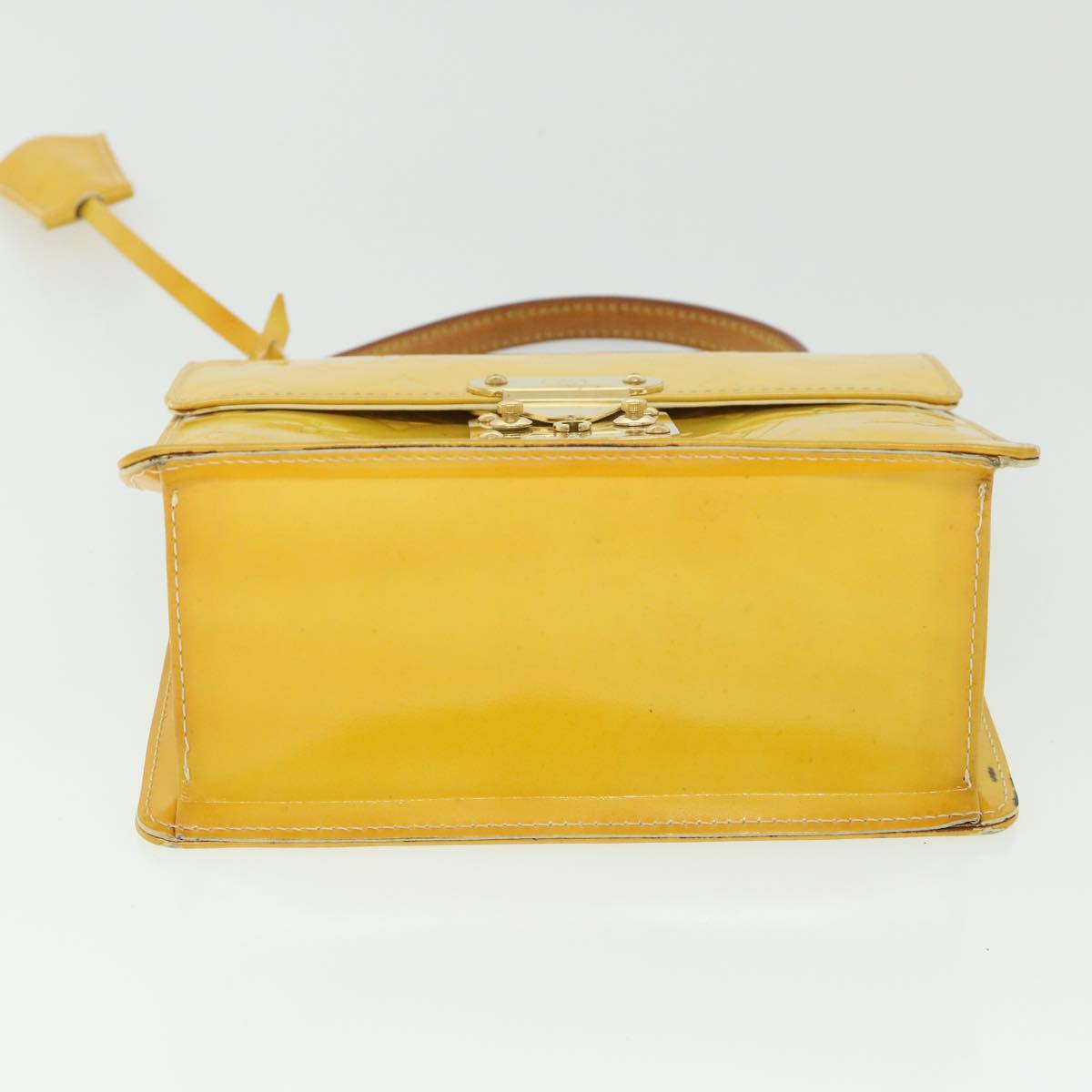 LOUIS VUITTON Monogram Vernis Spring Street Bag Lime Yellow M91068 LV Auth 55156