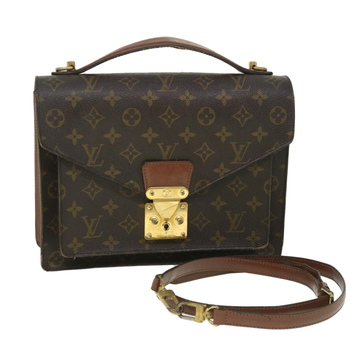 LOUIS VUITTON Monogram Monceau 28 Hand Bag 2way M51185 LV Auth 55168