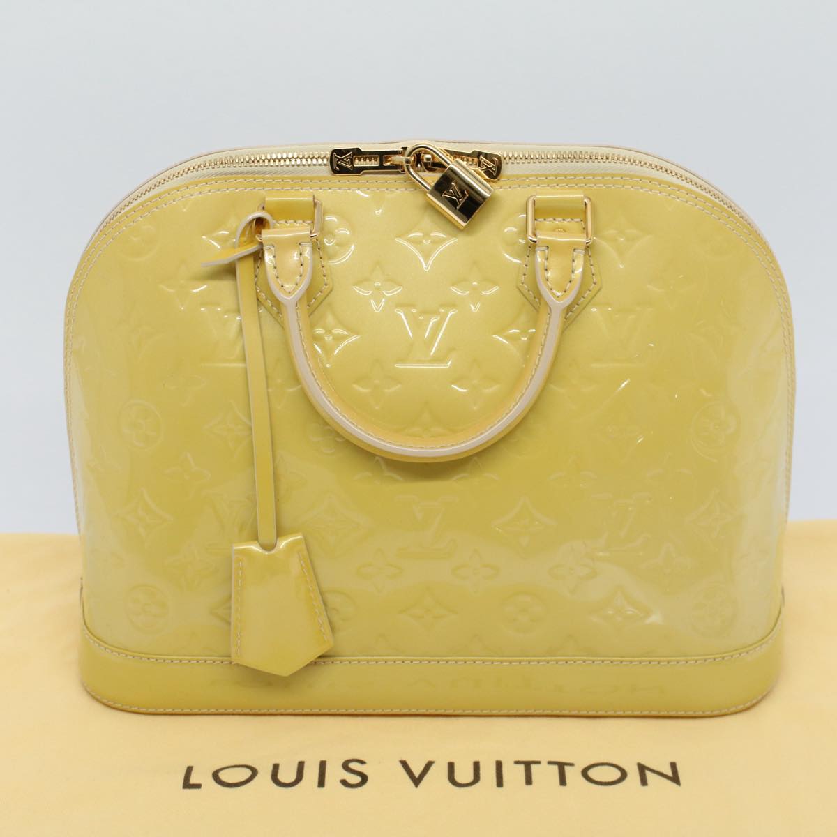 LOUIS VUITTON Monogram Vernis Alma PM Hand Bag Broncorail M91445 LV Auth 55192