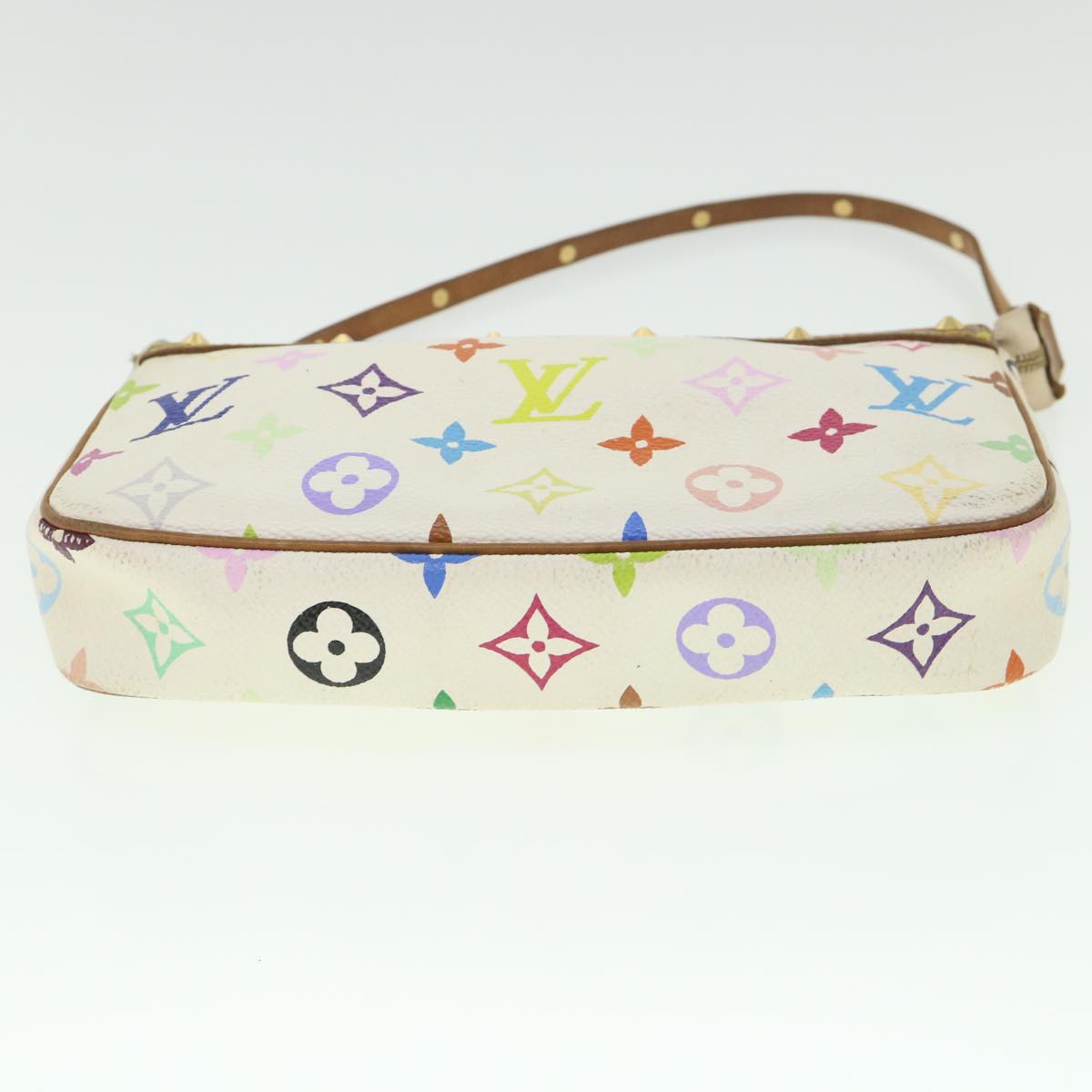 LOUIS VUITTON Multicolor Pochette Accessoires Pouch White M92649 Auth 55256