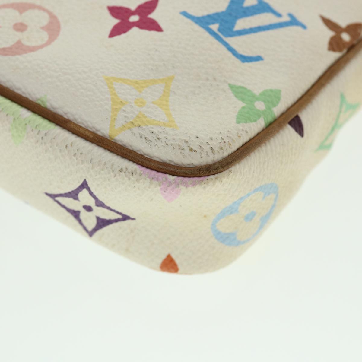 LOUIS VUITTON Multicolor Pochette Accessoires Pouch White M92649 Auth 55256