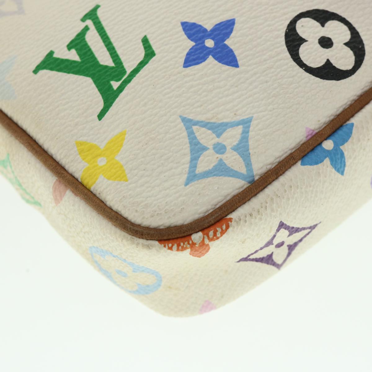 LOUIS VUITTON Multicolor Pochette Accessoires Pouch White M92649 Auth 55256