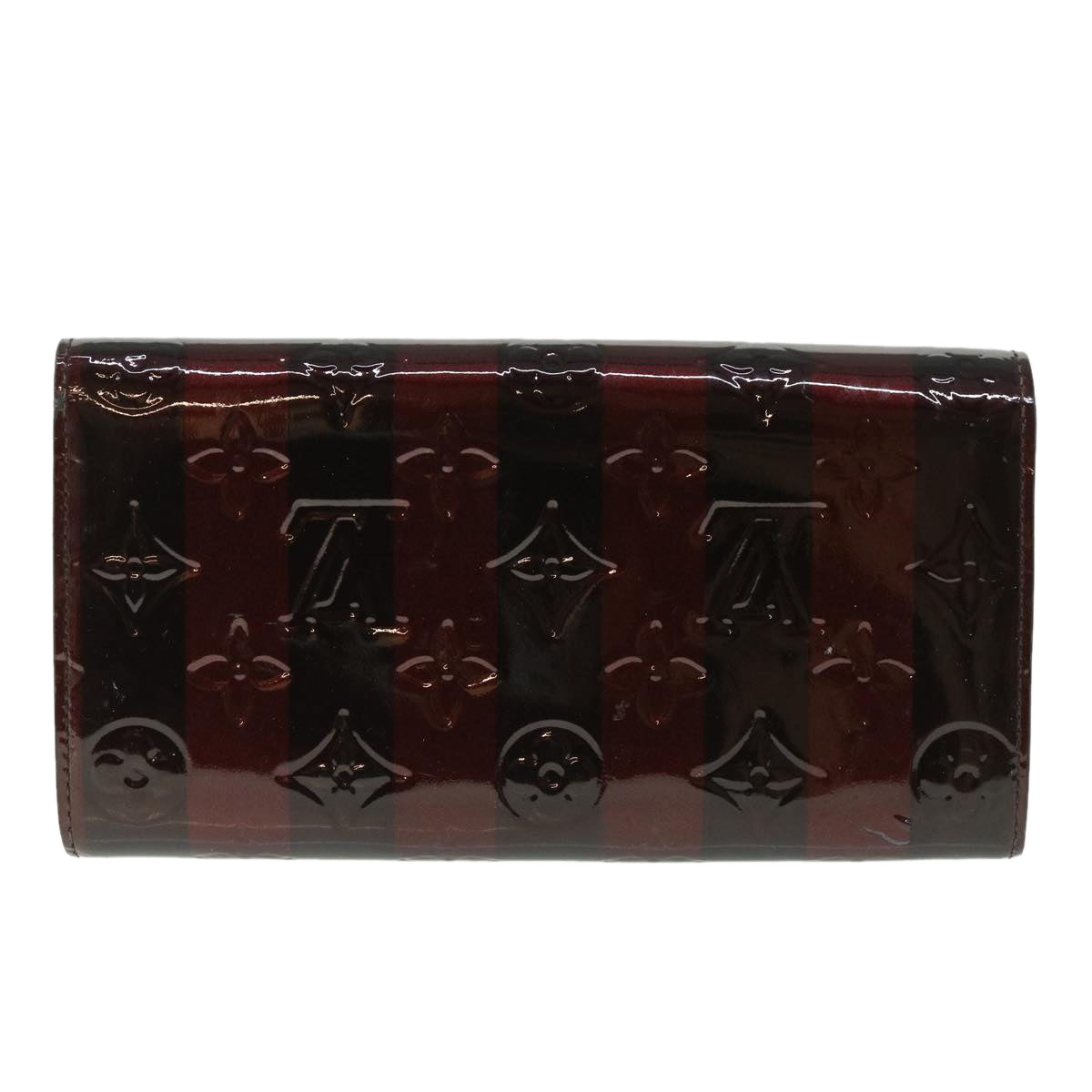 LOUIS VUITTON Vernis Rayure Portefeiulle Sarah Wallet Red M91716 LV Auth 55262
