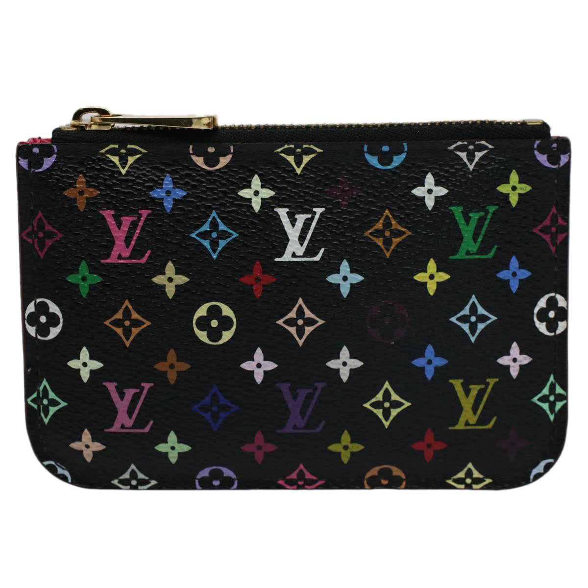 LOUIS VUITTON Multicolor Pochette Cles NM Coin Purse Black M60279 LV Auth 55266