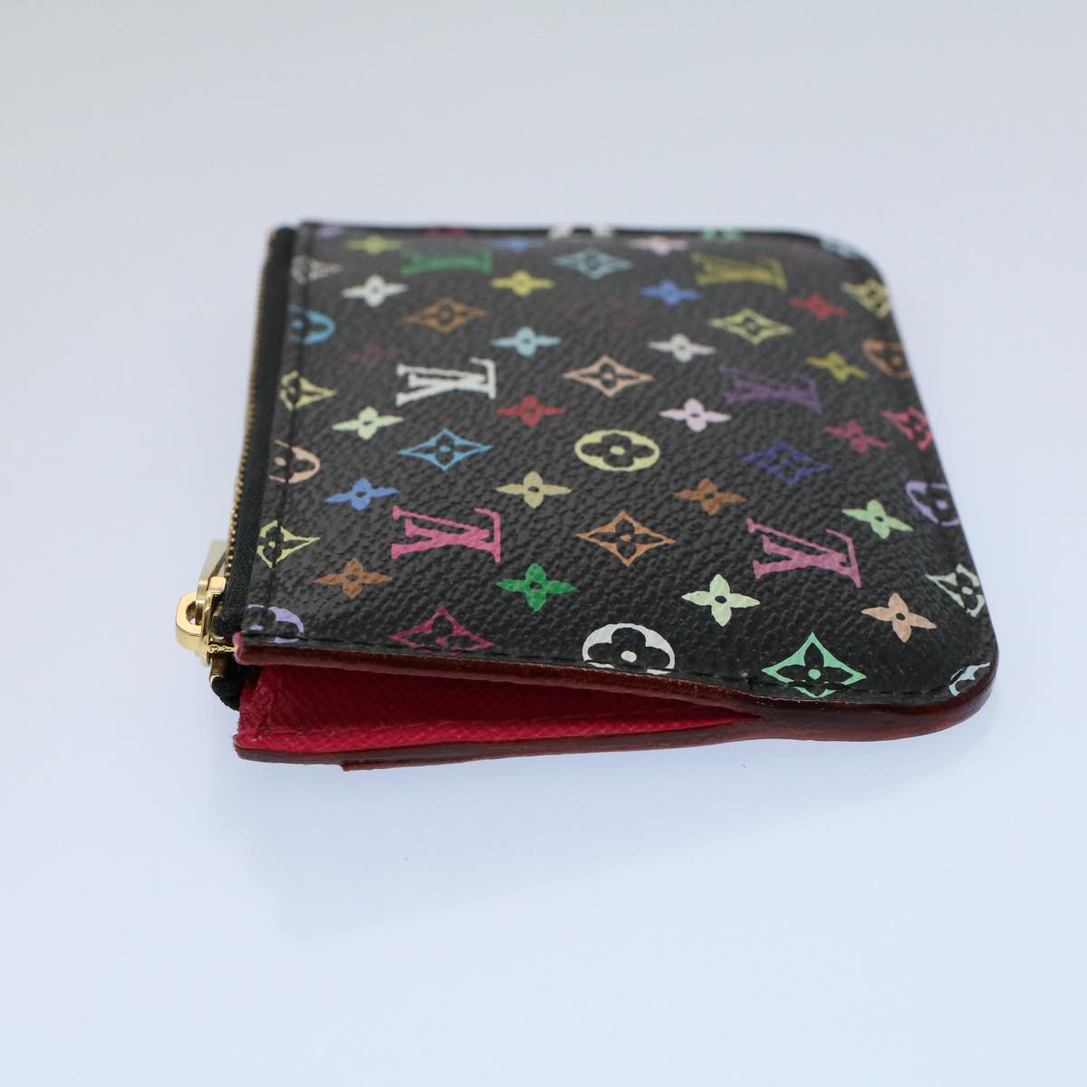 LOUIS VUITTON Multicolor Pochette Cles NM Coin Purse Black M60279 LV Auth 55266