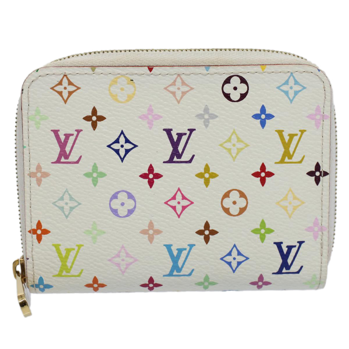 LOUIS VUITTON Monogram Multicolor Zippy Coin Purse White M66548 LV Auth 55270