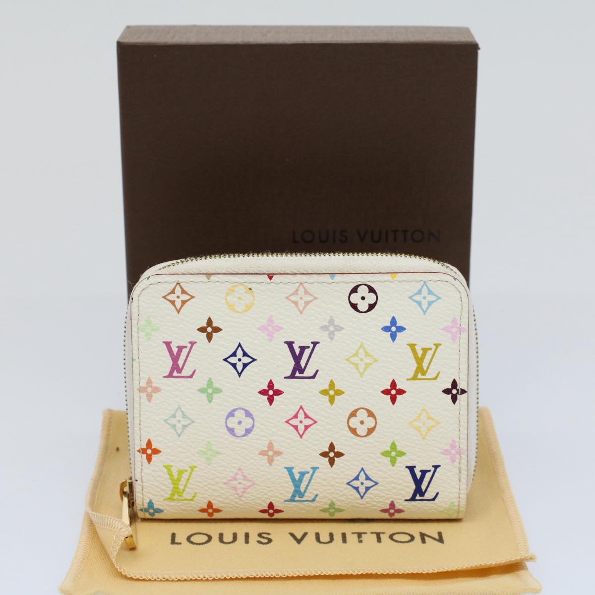 LOUIS VUITTON Monogram Multicolor Zippy Coin Purse White M66548 LV Auth 55270