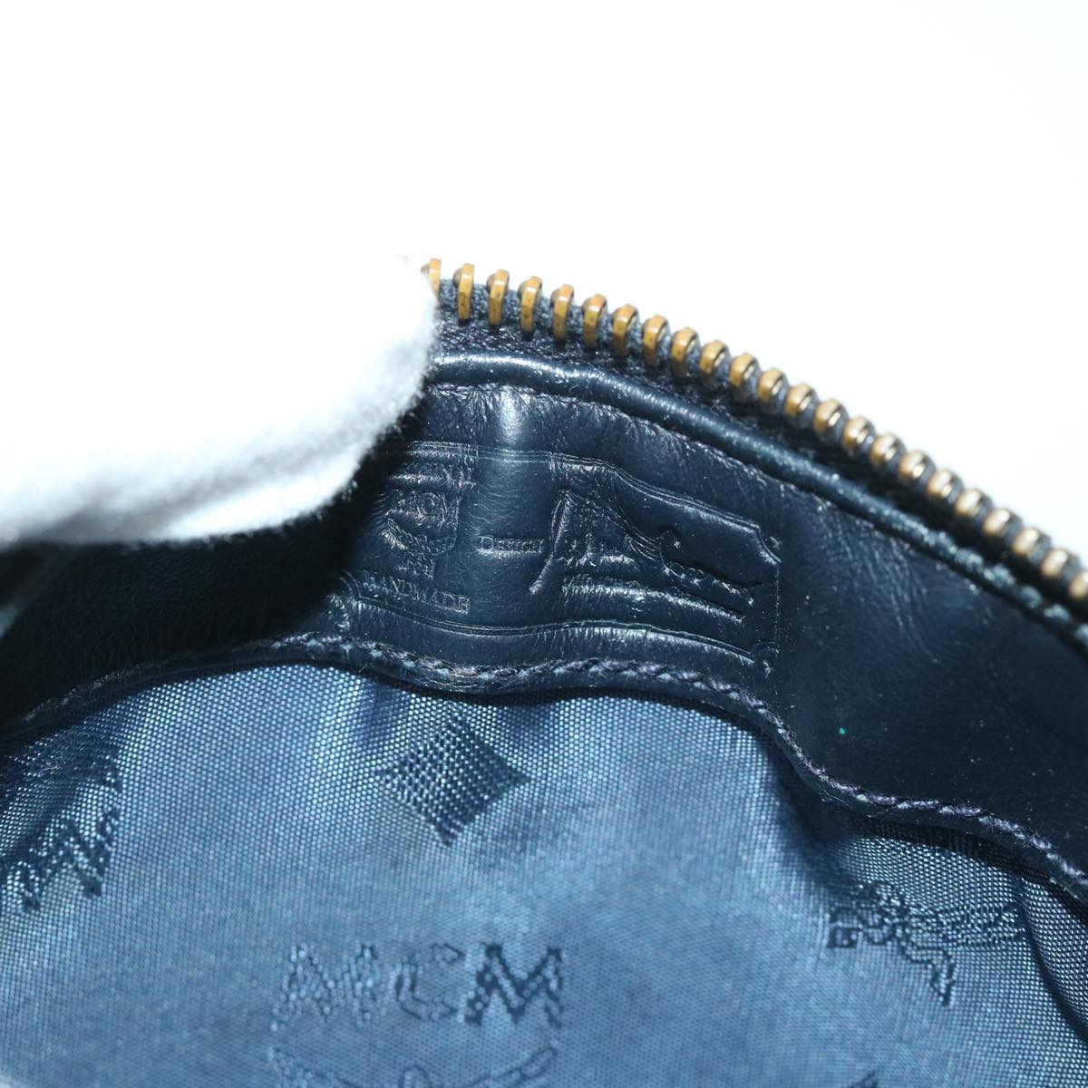 MCM Vicetos Logogram Shoulder Bag PVC Leather 2way White Navy Auth 55287