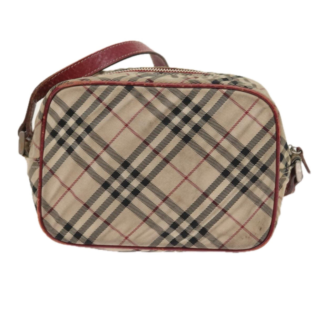 BURBERRY Nova Check Blue Label Shoulder Bag Nylon Canvas Beige Auth 55291