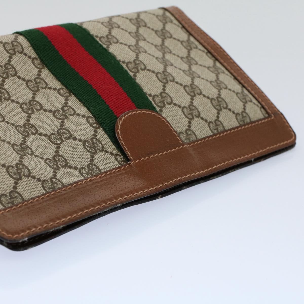 GUCCI GG Supreme Web Sherry Line Clutch Bag Beige Red Green 010 378 Auth 55293