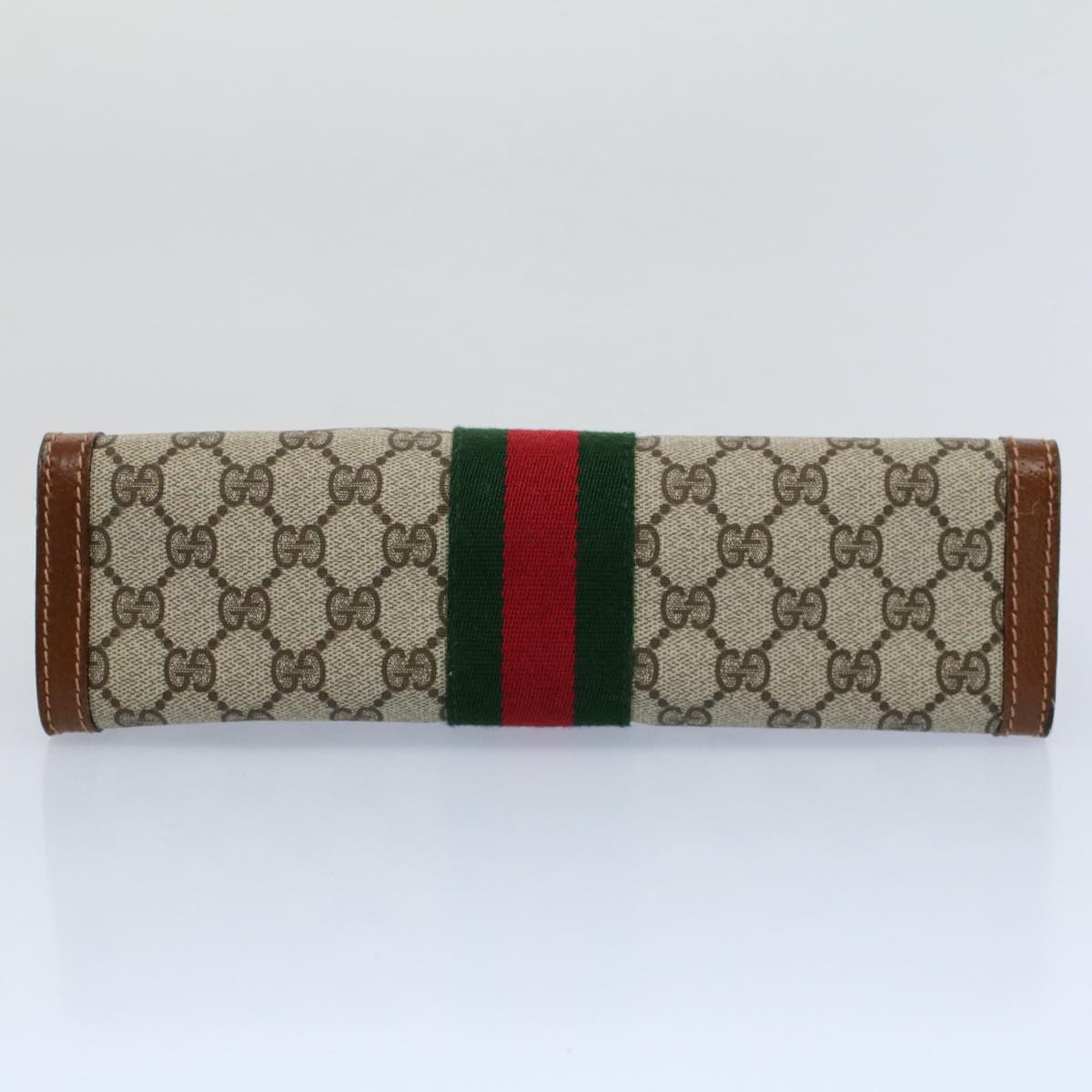 GUCCI GG Supreme Web Sherry Line Clutch Bag Beige Red Green 010 378 Auth 55293