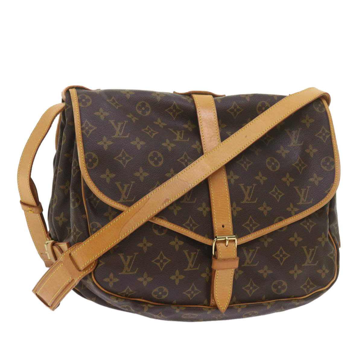 LOUIS VUITTON Monogram Saumur 35 Shoulder Bag M42254 LV Auth 55322