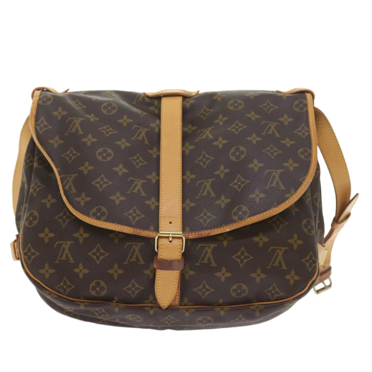 LOUIS VUITTON Monogram Saumur 35 Shoulder Bag M42254 LV Auth 55322