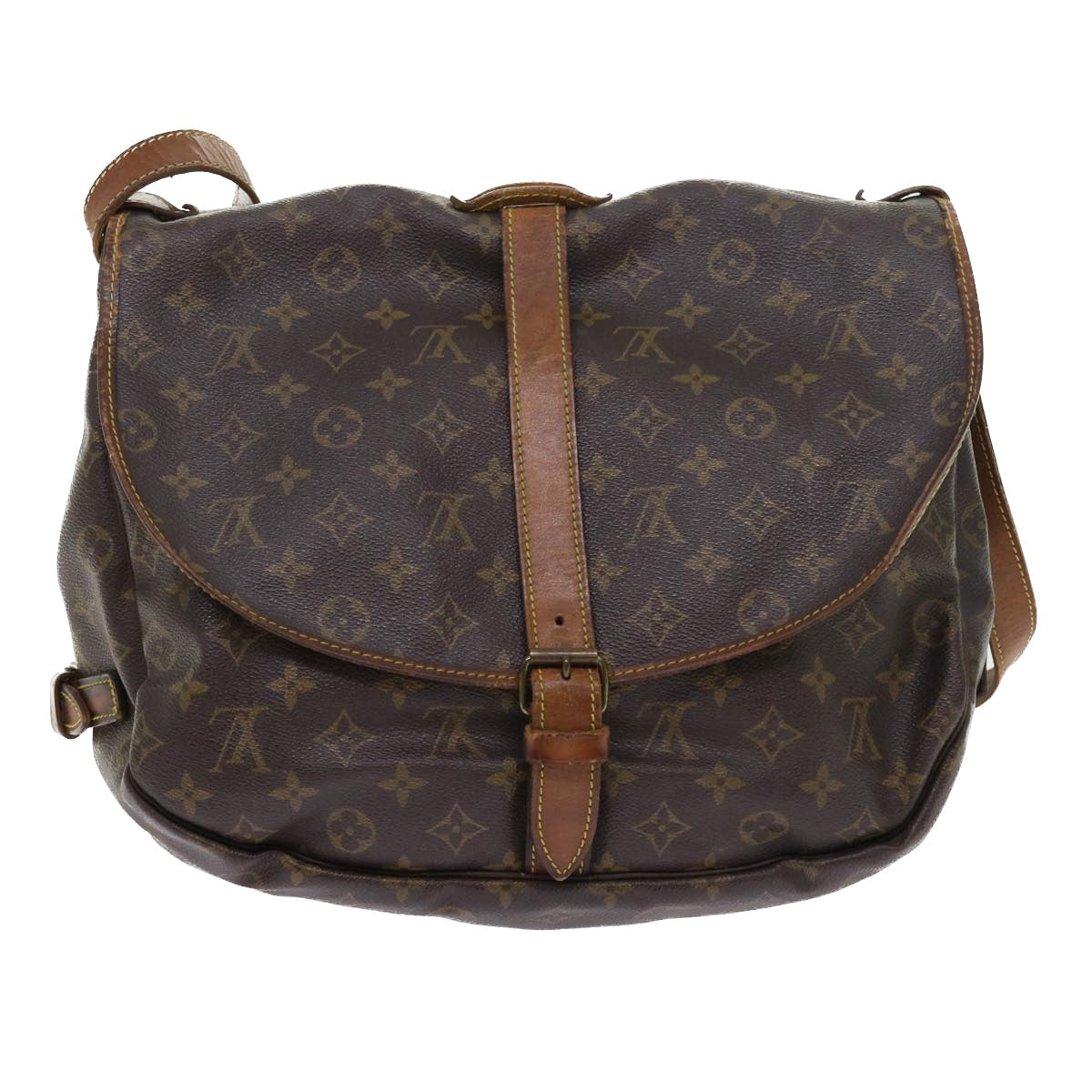 LOUIS VUITTON Monogram Saumur 35 Shoulder Bag M42254 LV Auth 55382